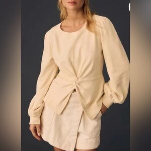 Anthropologie Pilcro Elegant Cream Women's Sweatshirt Top XXS